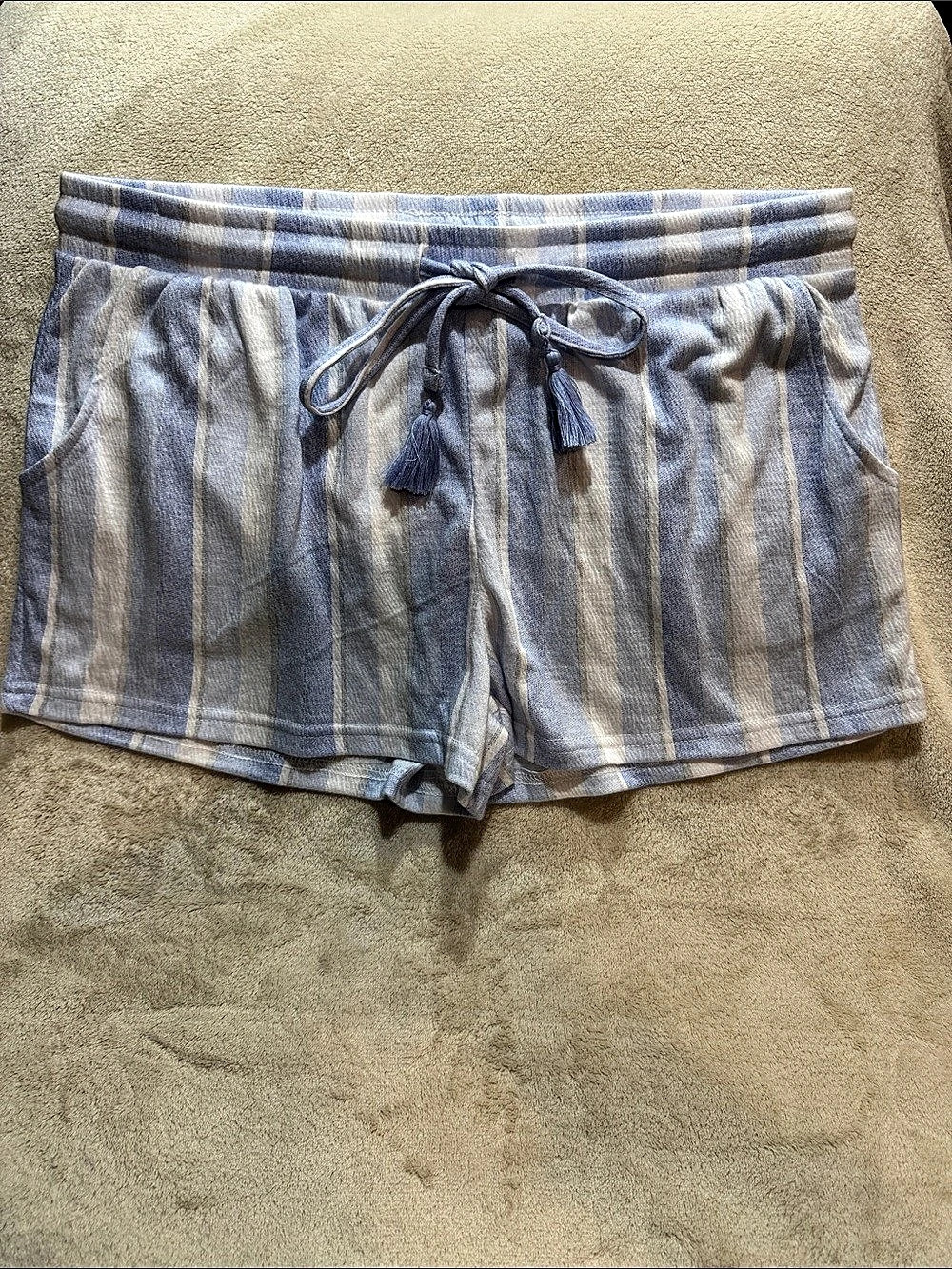 Laura Ashley Striped Shorts in Blue & White Medium